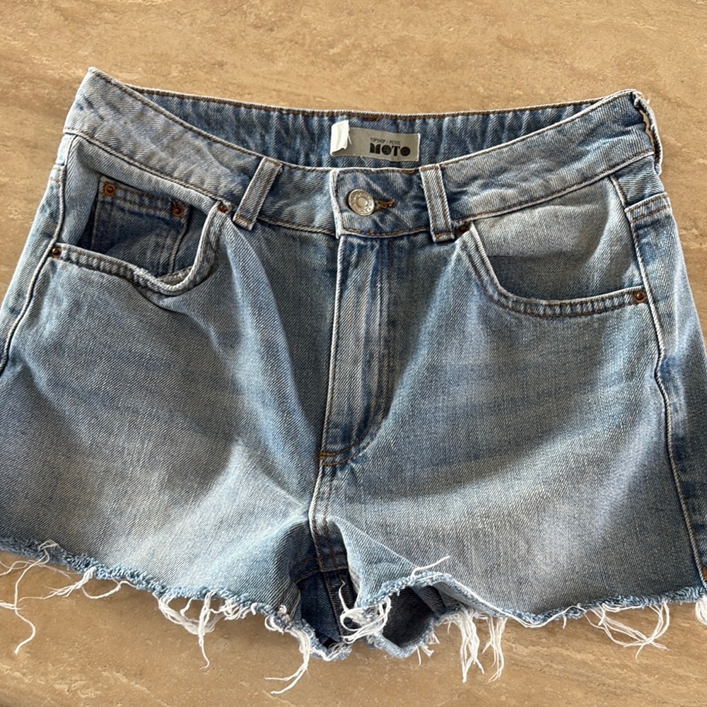 Topshop Blue Denim Cut-Off Jean Shorts